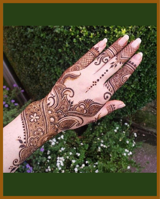 Stylish Back Hand Filled Vines With Floral Shapes Stylish Back Hand Mehndi Design